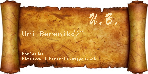 Uri Bereniké névjegykártya